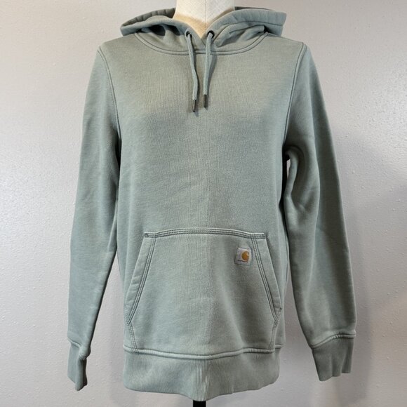 Carhartt Tops - Carhartt Hoodie Sweatshirt Womens Size Small 4-6 Pullover Relaxed Fit Gray Green